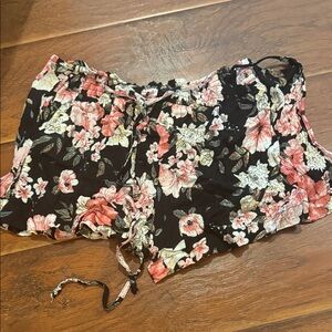 Floral Print Black and Pink Shorts